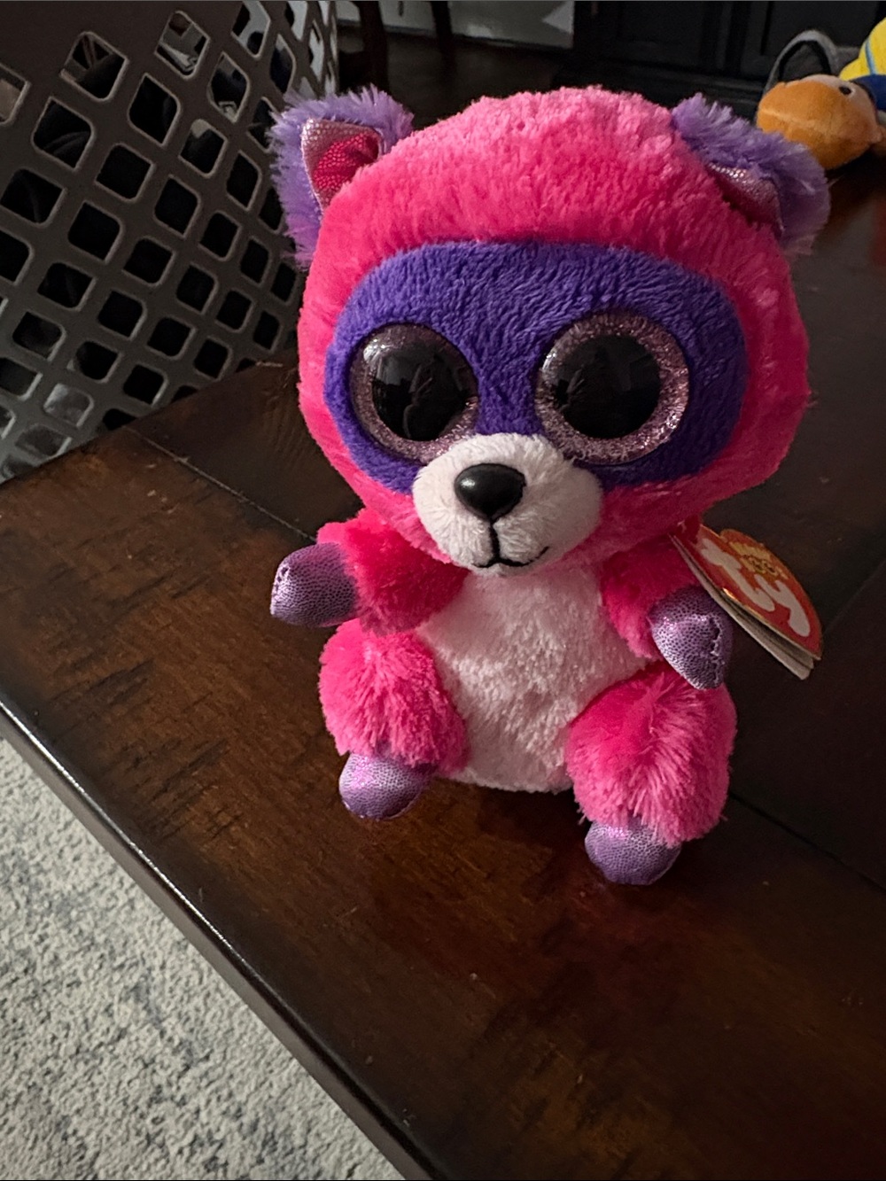 Ty Pink and Purple Plush Raccoon with Sparkle Eyes